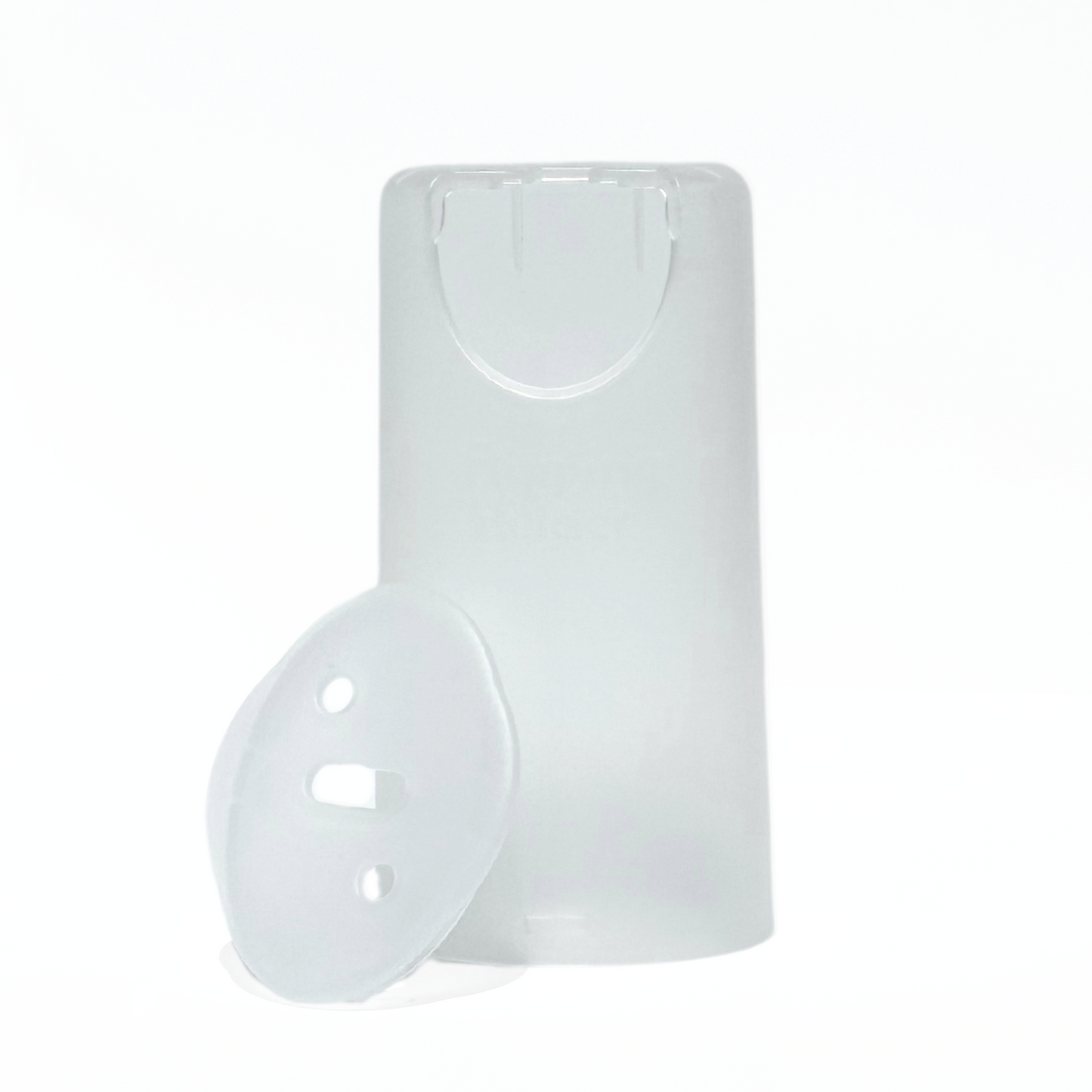 Flipping food pouch and juice box holder, white plastic with flip-top lid