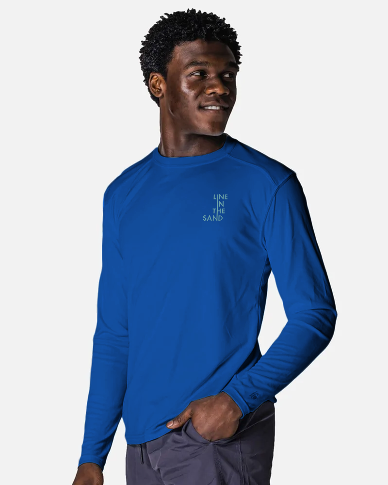 Men's Seize the Ray royal-blue long-sleeve rashguard with small chest logo