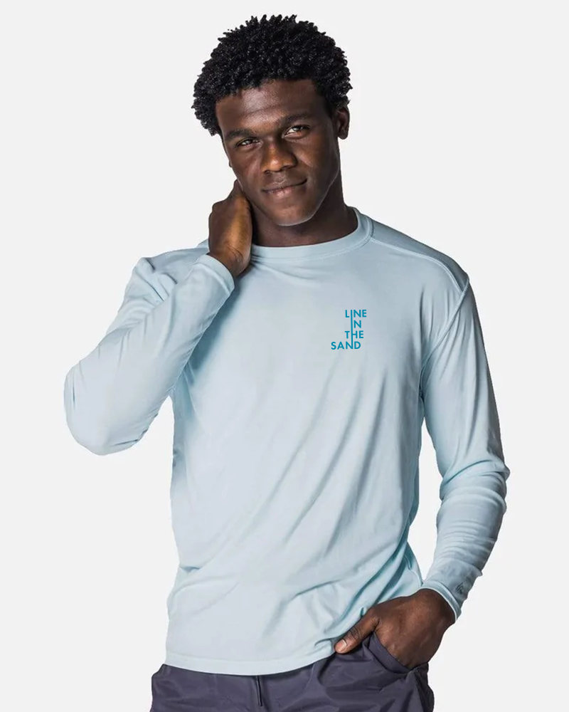 Men's Seize the Ray light-blue long-sleeve rashguard with small chest logo