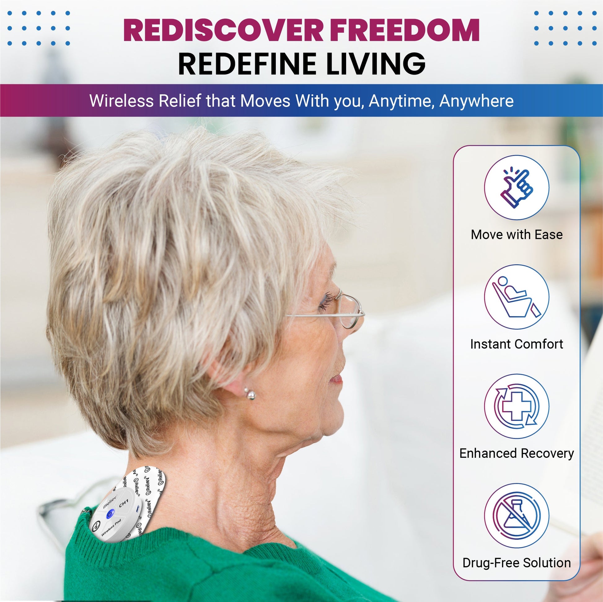 Therapeutic wearable system electrode pads on neck with wireless controller device nearby