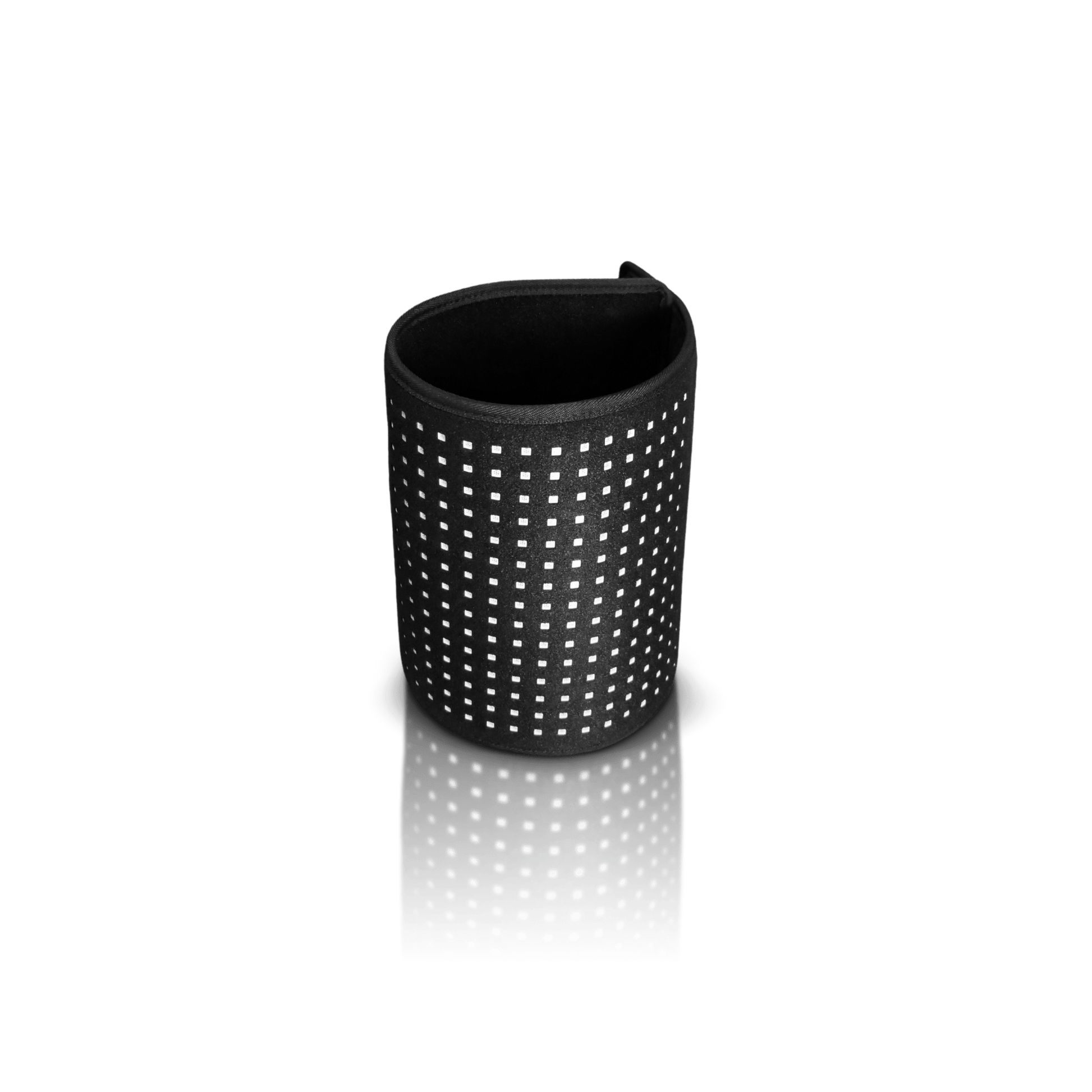 Black LED therapy pad with dotted white light grid, rolled sleeve style, stacked