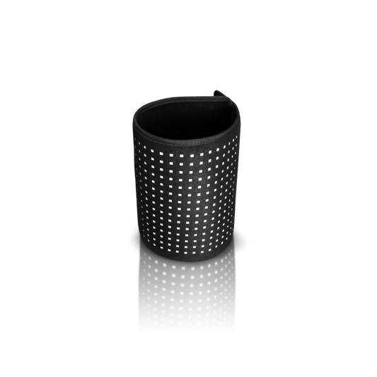 Black LED therapy pad with dotted white light grid, rolled sleeve style, stacked