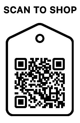 QR code label on white tag with black border