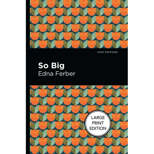 Large print paperback book cover with orange/teal tulip pattern and badge
