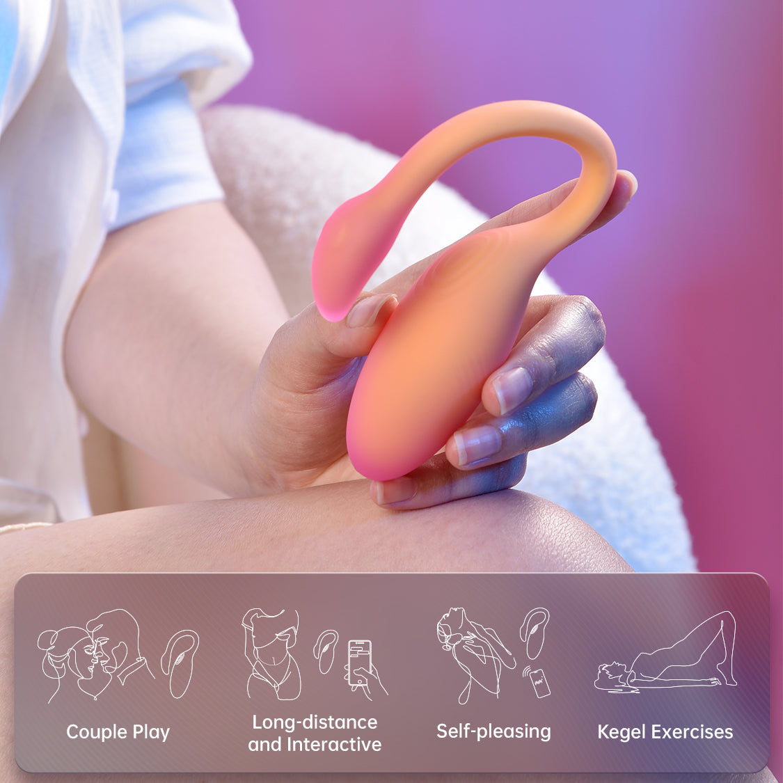 Peach flamingo-shaped personal massager held in a hand