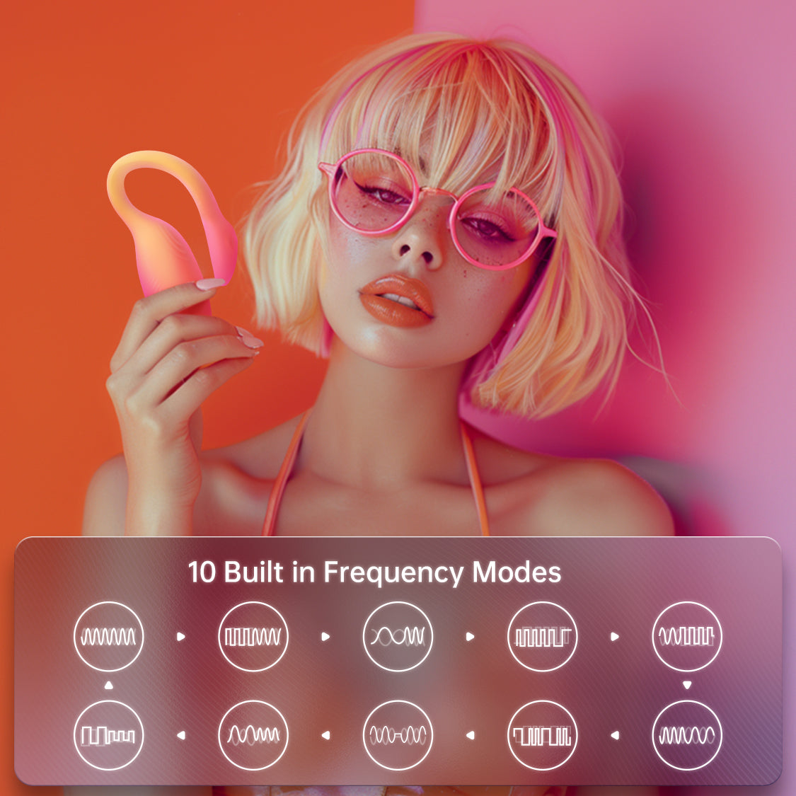 Pink flamingo-shaped personal massager held near body