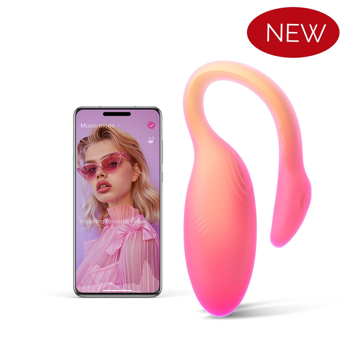 Pink flamingo-shaped personal massager with curved handle
