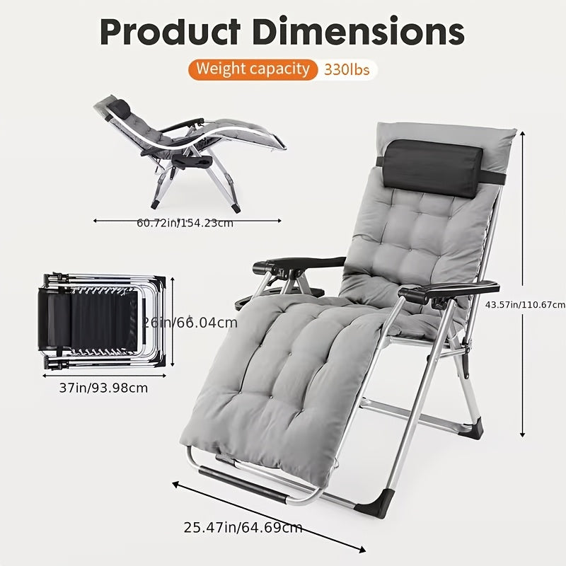 Zero Gravity Recliner Chair Foldable Patio Lounge w/Cup Holder & Cushion 2Dropme