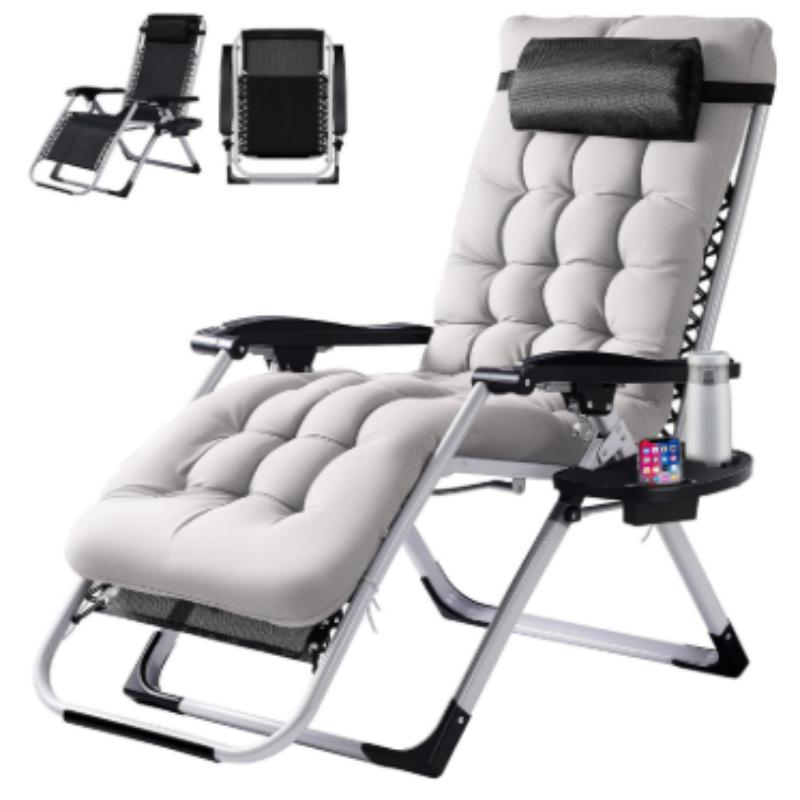 Zero Gravity Recliner Chair Foldable Patio Lounge w/Cup Holder & Cushion 2Dropme