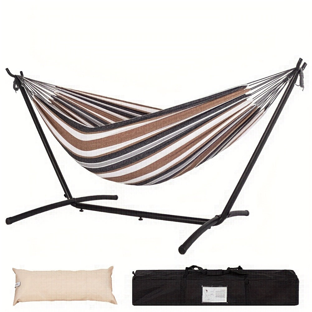 Heavy Duty Double Hammock with Steel Stand 450lbs Portable Outdoor Indoor Blue 2Dropme