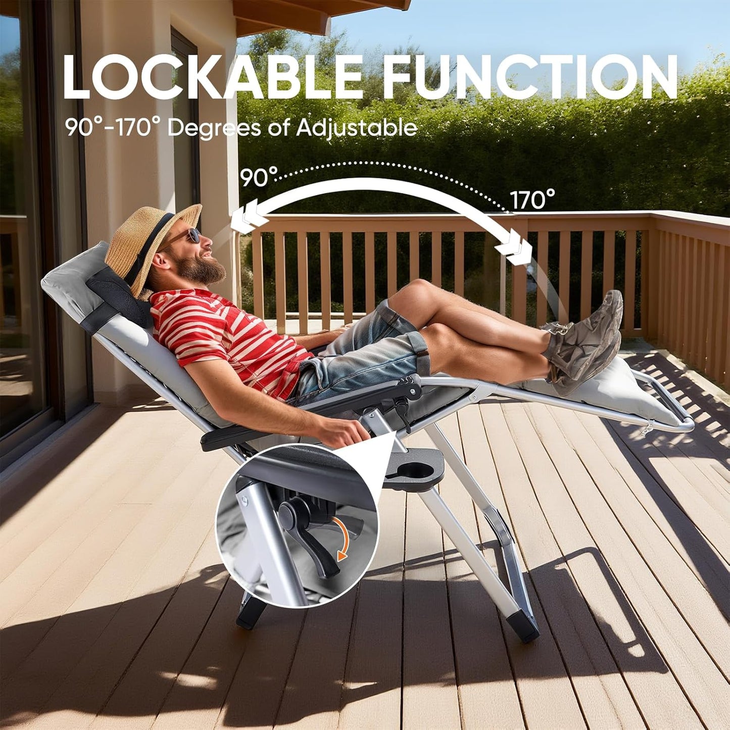 Zero Gravity Recliner Chair Foldable Patio Lounge w/Cup Holder & Cushion 2Dropme