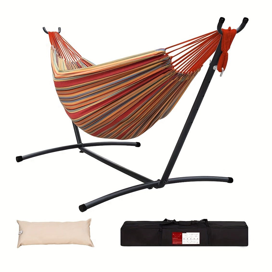 Heavy Duty Double Hammock with Steel Stand 450lbs Portable Outdoor Indoor Blue 2Dropme