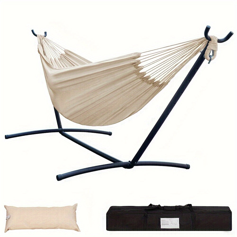 Heavy Duty Double Hammock with Steel Stand 450lbs Portable Outdoor Indoor Blue 2Dropme