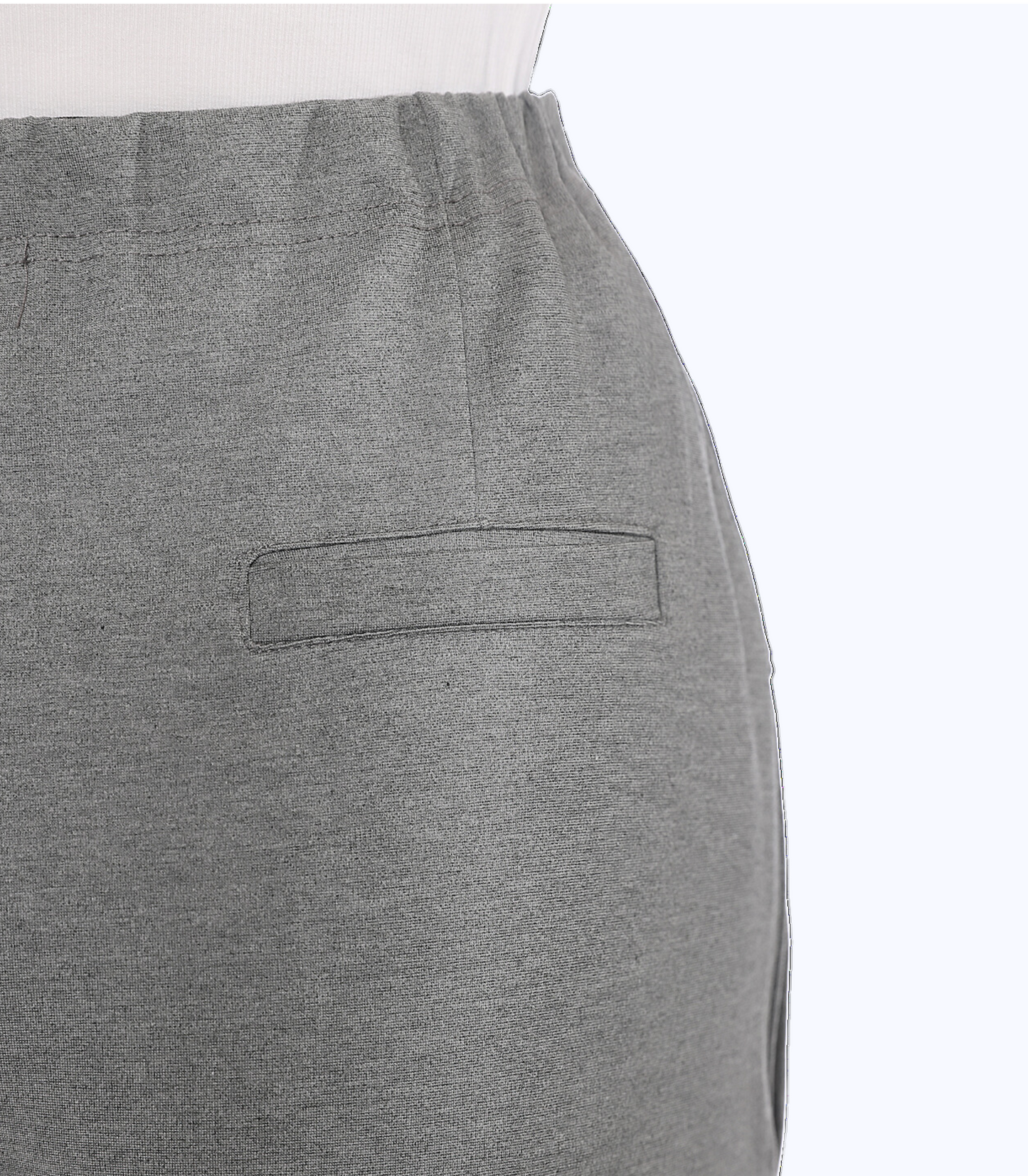 Navy blue skirt with a zipper detail on a white background