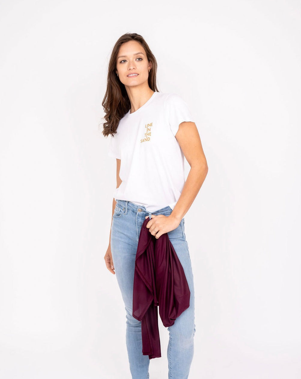 Mesh sun wrap in deep burgundy, sheer wrap panel with long trailing drape