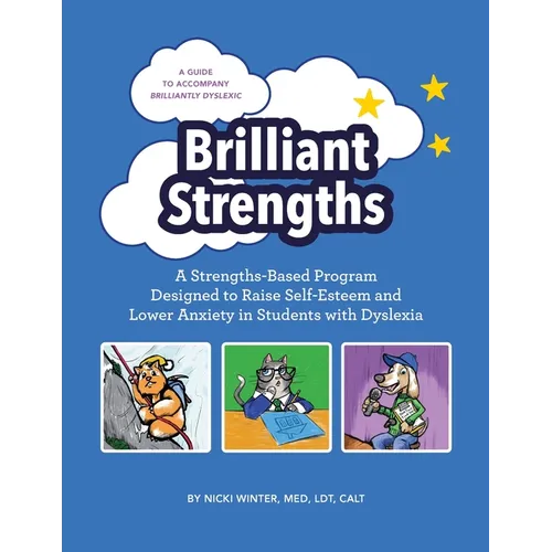 Blue paperback book cover titled "Brilliant Strengths" with star and character icons.