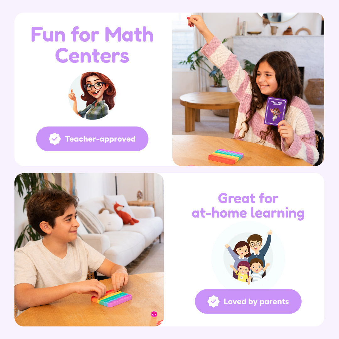 Child holding a multiplication flashcard pack at home