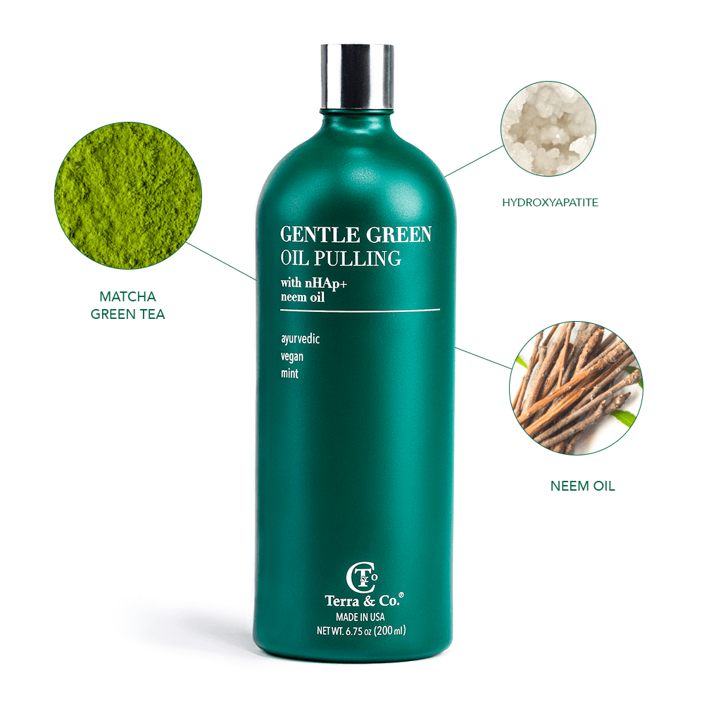 Gentle Oil Pulling + Stainless Steel Tongue Scraper Bundle Terra & Co.