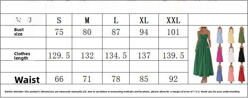 Women's dress size chart with bust and waist measurements
