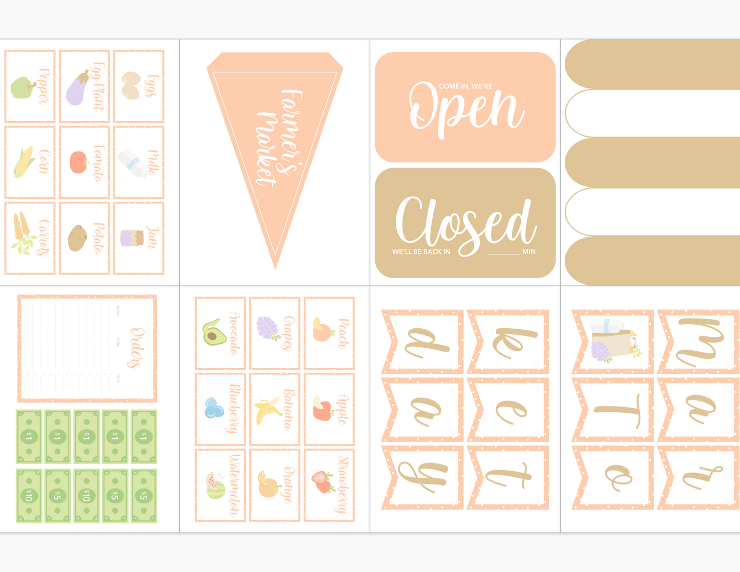 Farmer's Market Printable Dramatic Play