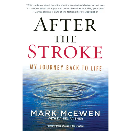 Paperback book with blue cover, title After the Stroke and photo-like eye graphic