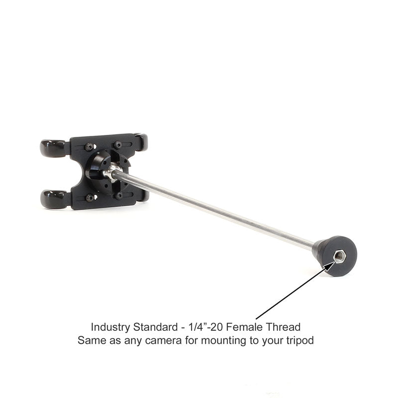 Tripod mount arm with 1/4-20 female thread and ball joint adjustment