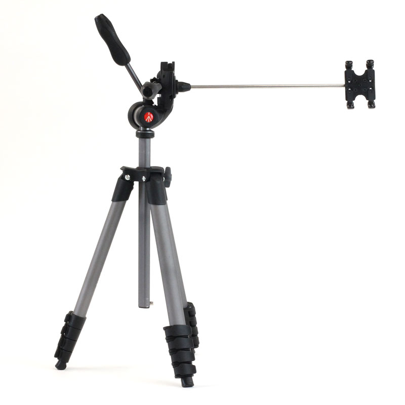 Tripod with phone mount and adjustable legs, black and gray