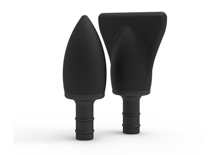 Pair of black massage heads: edge and bullet, for massage gun