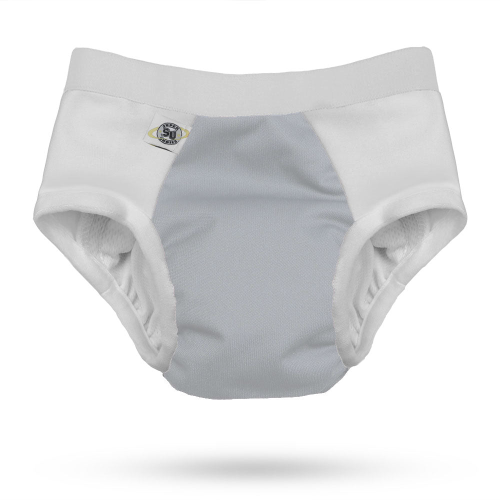 Gray baby diaper on a white background