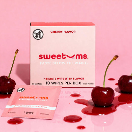 Cherry flavored wipes box with small foil sachet