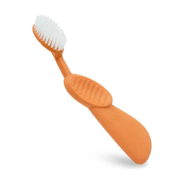 Radius Flex soft right-hand toothbrush, orange handle with white bristles