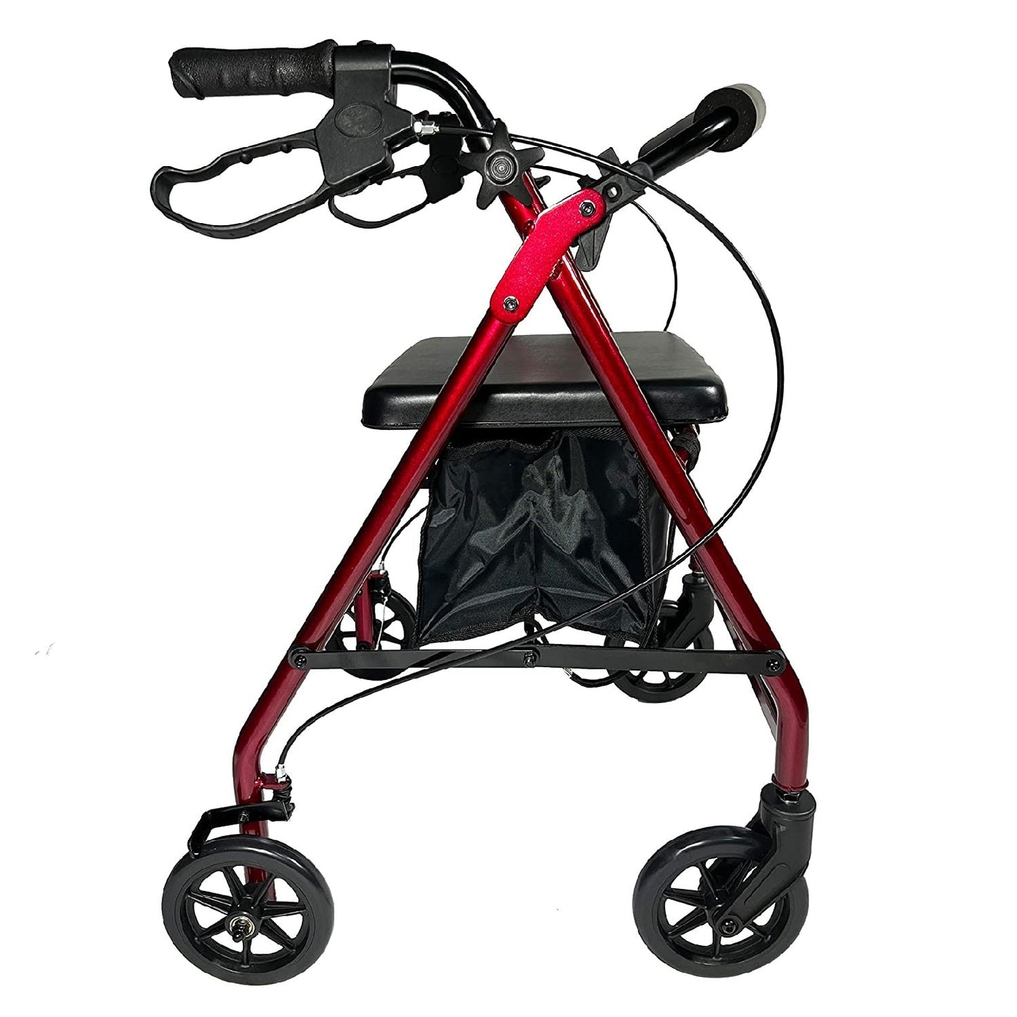 Purstability Rollator Walker by Pursonic, red frame, black seat, handles, and wheels