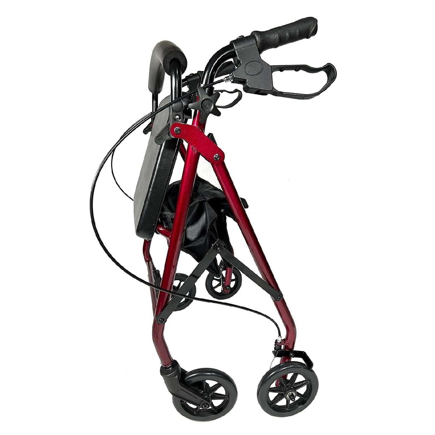 Purstability Rollator Walker by Pursonic, red, folded, with black seat and handles