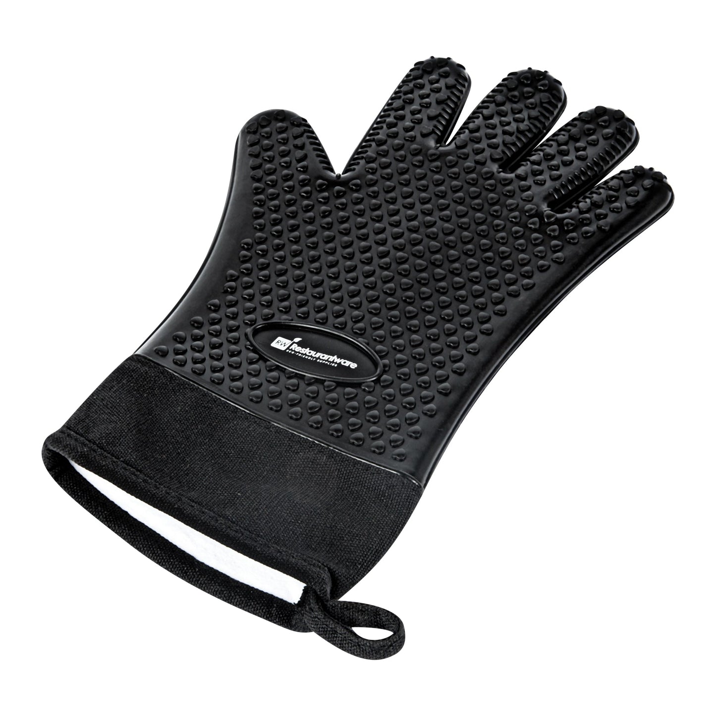 Comfy Grip Black Silicone Oven Mitt - Heat-Resistant, Cotton Lining - 13" x 7 1/2" x 1/2" - 1 count box