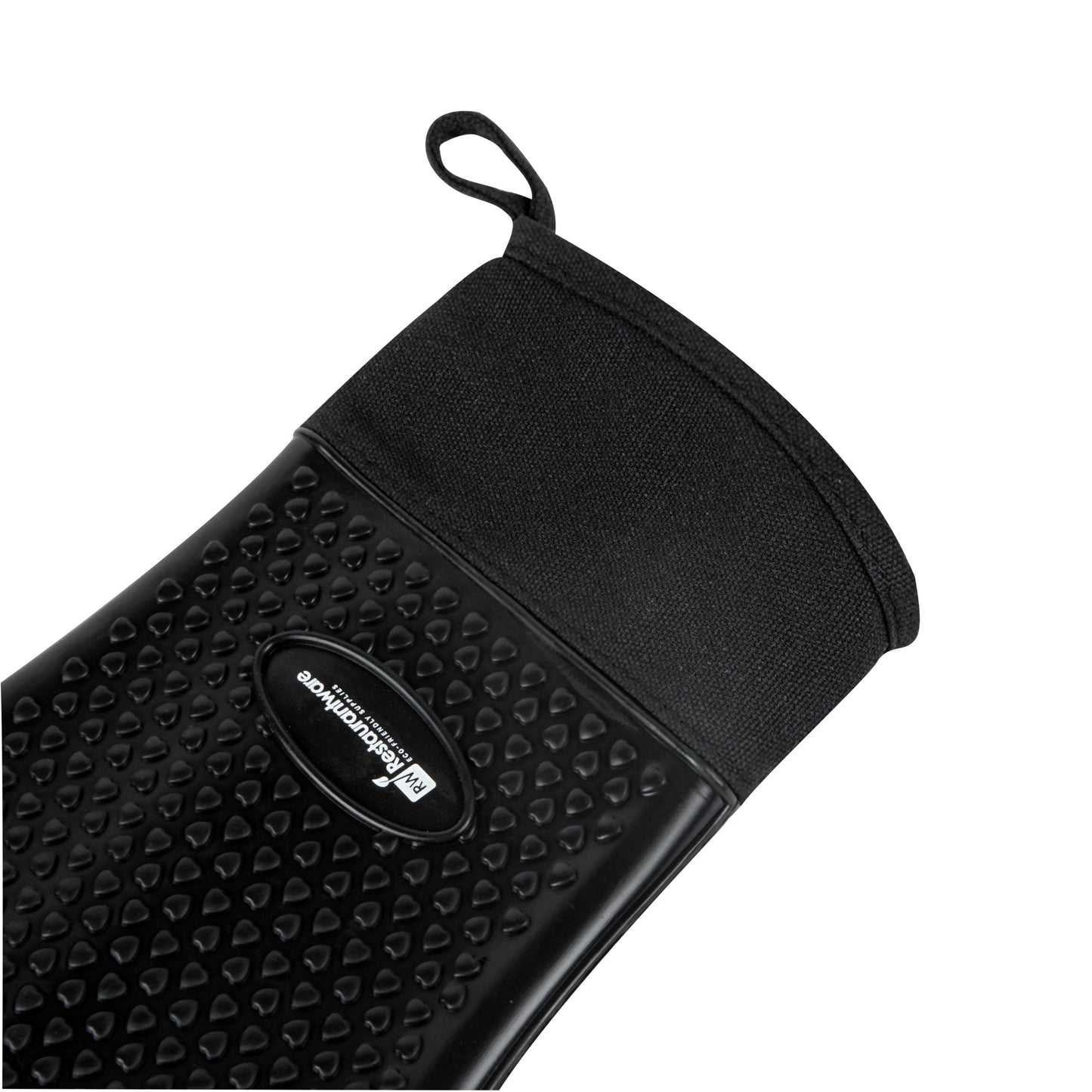 Comfy Grip Black Silicone Oven Mitt - Heat-Resistant, Cotton Lining - 13" x 7 1/2" x 1/2" - 1 count box