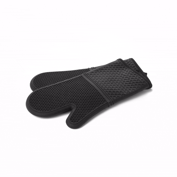 Comfy Grip Black Silicone 2-Piece Oven Mitt Set - Heat-Resistant - 14" x 7 1/4" x 1 1/2" - 1 count box