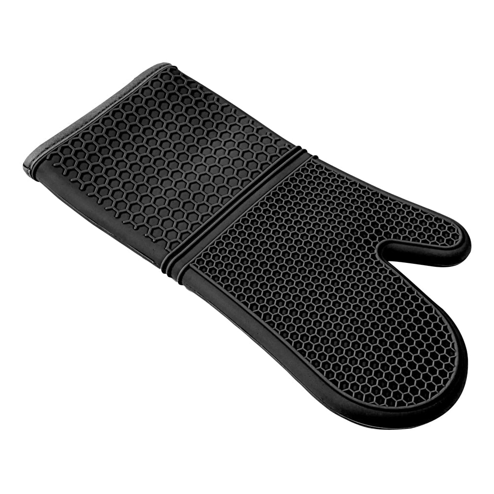 Comfy Grip Black Silicone 2-Piece Oven Mitt Set - Heat-Resistant - 14" x 7 1/4" x 1 1/2" - 1 count box
