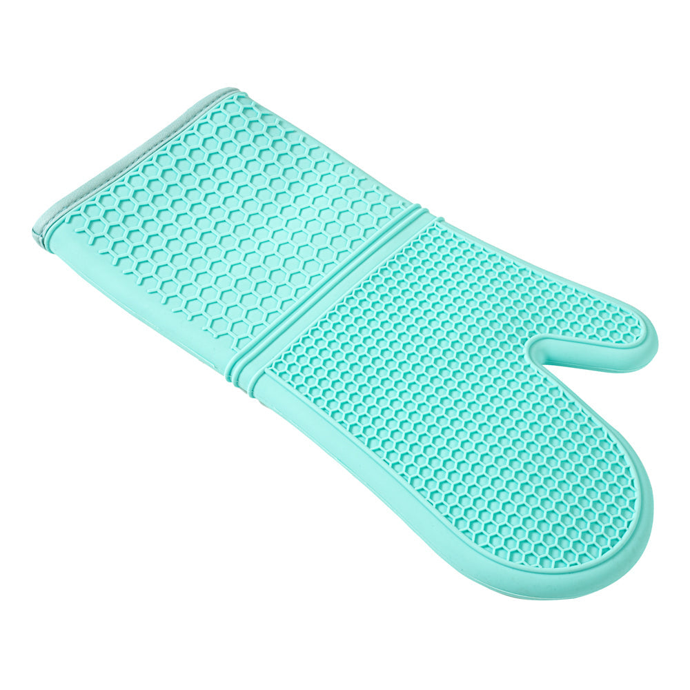 Comfy Grip Turquoise Silicone 2-Piece Oven Mitt Set - Heat-Resistant - 14" x 7 1/4" x 1 1/2" - 1 count box