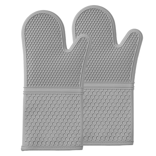 Comfy Grip Gray Silicone 2-Piece Oven Mitt Set - Heat-Resistant - 14" x 7 1/4" x 1 1/2" - 1 count box