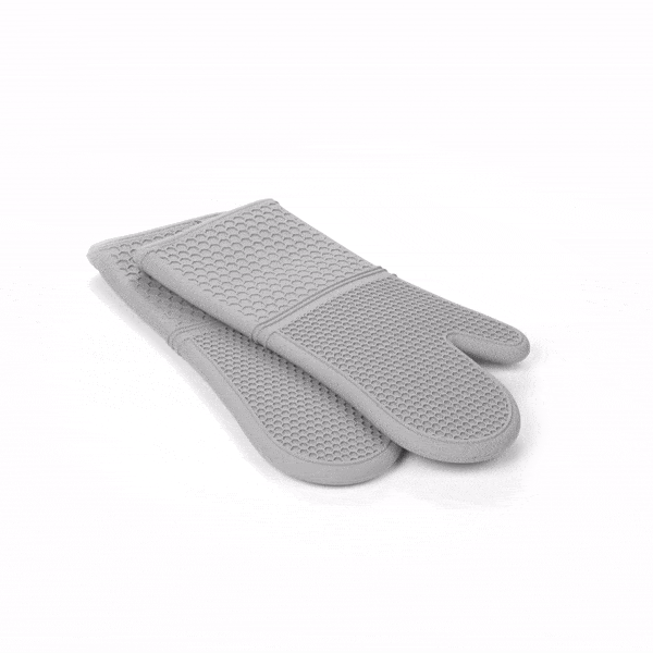 Comfy Grip Gray Silicone 2-Piece Oven Mitt Set - Heat-Resistant - 14" x 7 1/4" x 1 1/2" - 1 count box