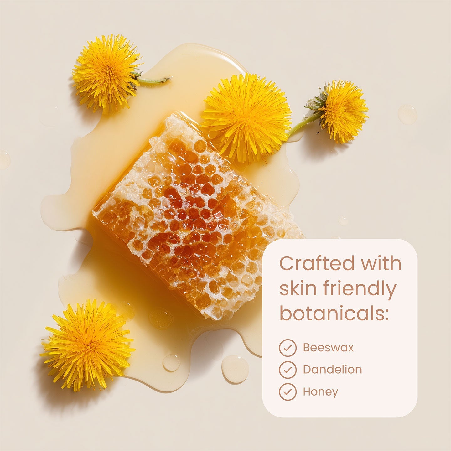 Diaper rash paste swirls with yellow flowers and honey-colored wax pieces