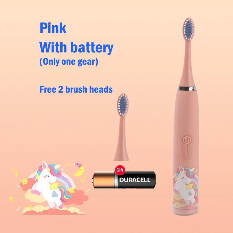 Children's Ultrasonic IPX7 Electric Toothbrush with Replacement Head