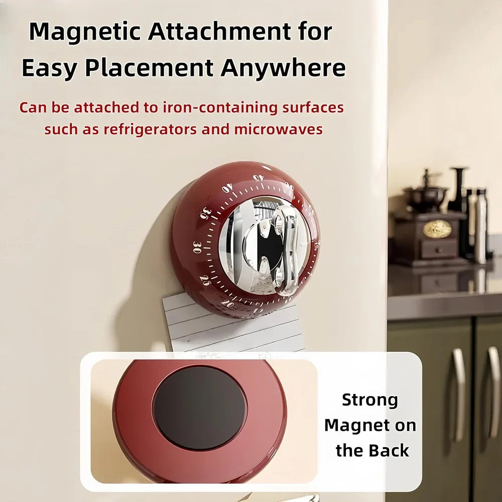 Magnetic 60-Minute Mechanical Kitchen Timer, Loud 70dB Countdown Alarm, No-Battery Cooking & Baking Timer FanzyMarket