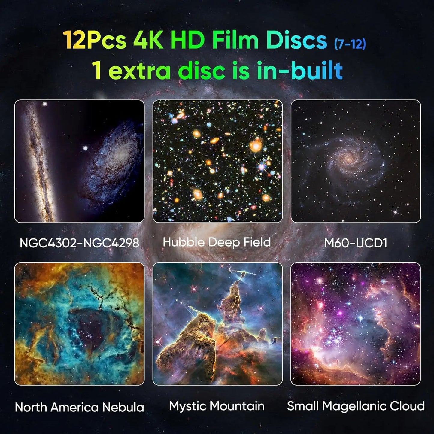 12-in-1 Galaxy Projector Night Light 360° Rotating HD Starry Sky Lamp for Bedroom, Kids & Adults, Adjustable Focus & Auto-Off Timer
