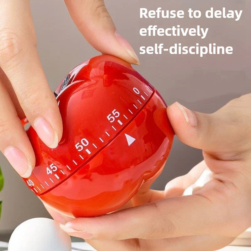 Tomato Kitchen Timer Pomodoro Mechanical Countdown Alarm for Cooking & Productivity