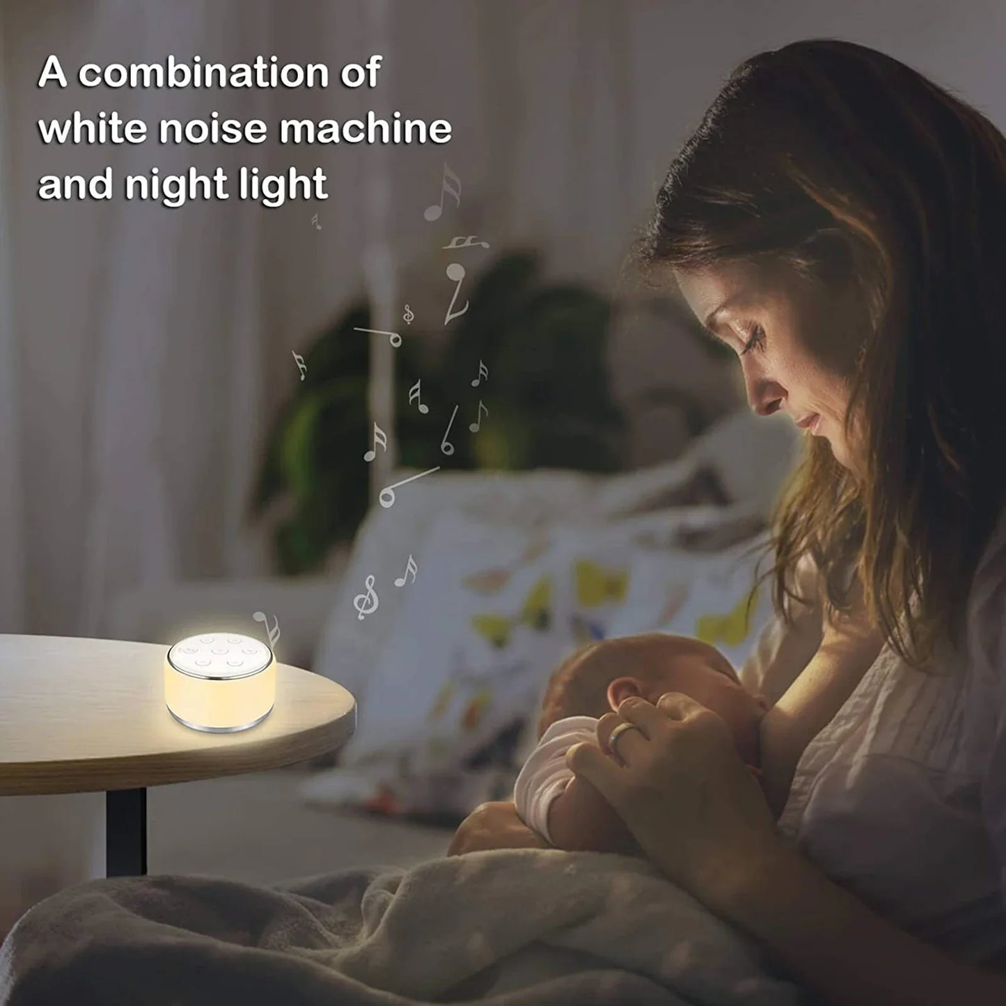 White Noise Machine for Baby – Portable Sleep Sound Machine with 34 Soothing Sounds, 7-Color Night Light, Timer & USB-C Rechargeable