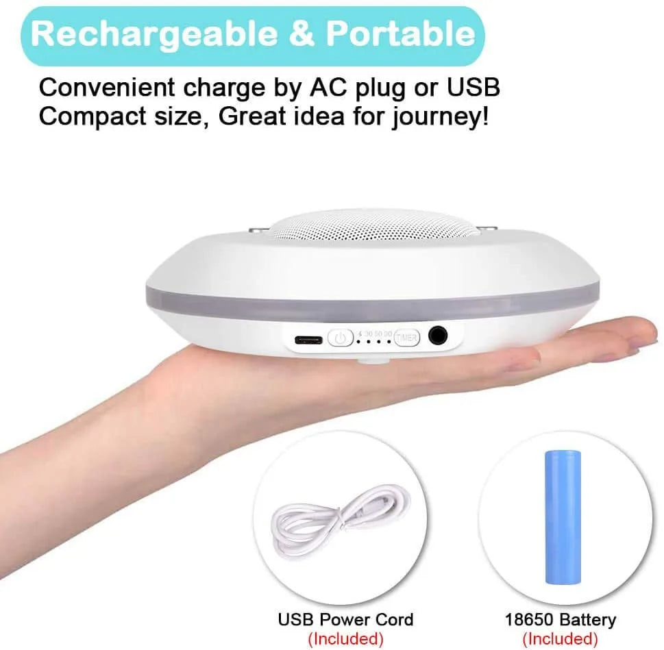 Portable Baby White Noise Machine 28 Soothing Sounds 4 Timers & Memory USB-C Rechargeable with Optional Night Light