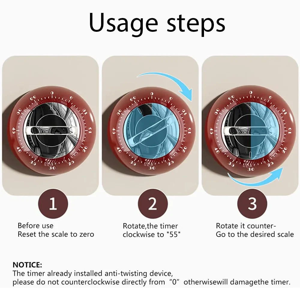 Magnetic 60-Minute Mechanical Kitchen Timer, Loud 70dB Countdown Alarm, No-Battery Cooking & Baking Timer FanzyMarket