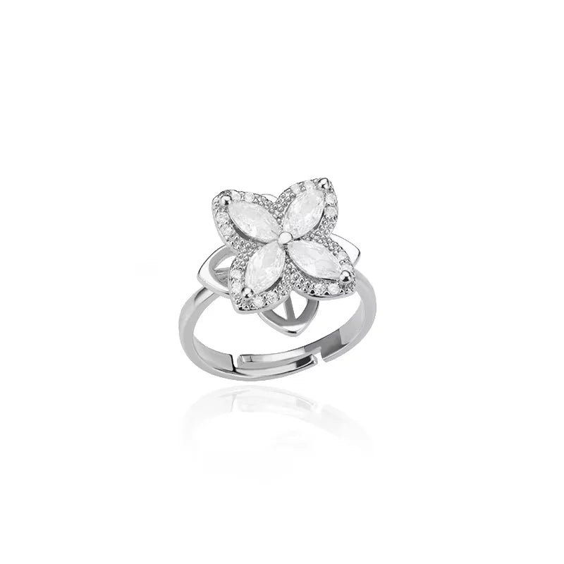 Anti Stress Anxiety Fidget Rings for Women Stainless Steel Sunflower Sun Star Spinner Ring Christmas Jewelry Gifts Dropshipping