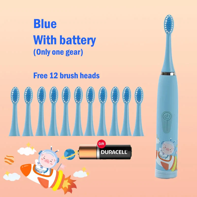Children's Ultrasonic IPX7 Electric Toothbrush with Replacement Head